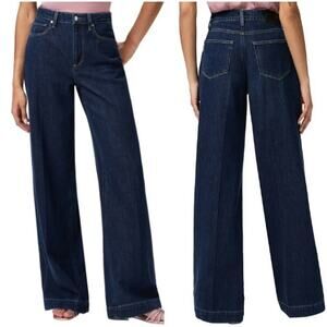 NEW PAIGE Harper Michiru Wide Leg Jeans High Waisted Blue Denim Womens Size 25